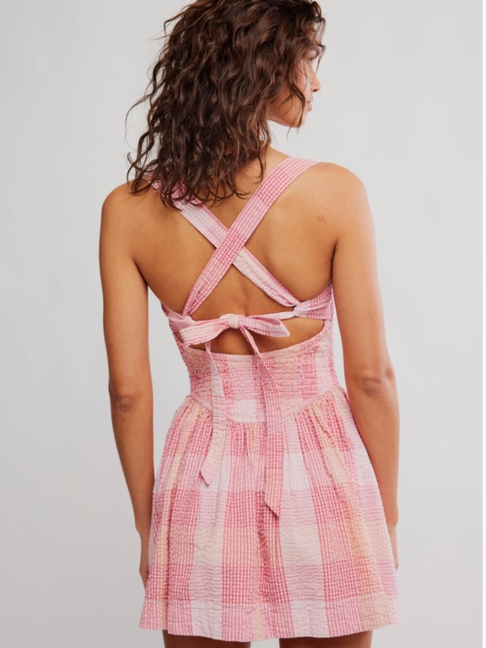 Free People Laurel Plaid Mini Dress in Pink - Picture 3 of 9
